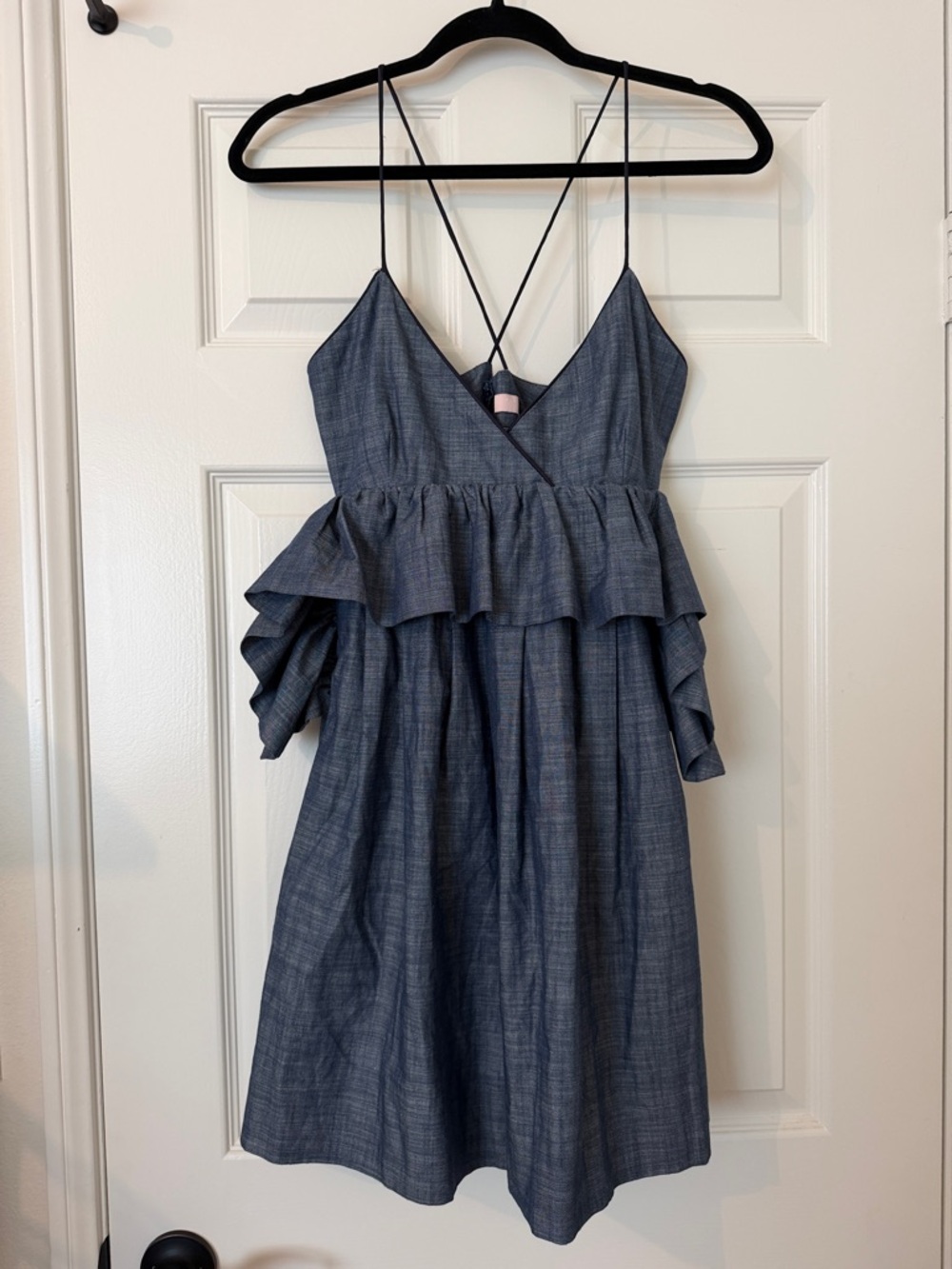 Piamita Denim-Style Blue Ruffle Mini Dress